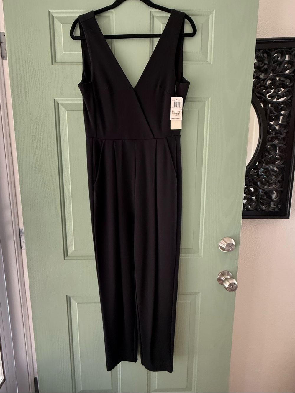 Bloomingdale's Black V-Neck Sleeveless Jumpsuit